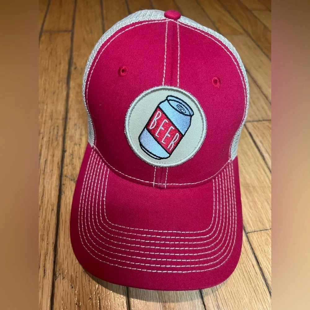 Southern Hook BEER Trucker Hat Cap SnapBack Red Tan Beer Can Logo - Picture 2 of 6